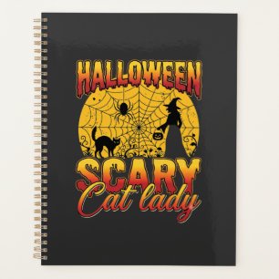 Halloween Gruselige Katzenlady Hexe Spinnennetz Planer