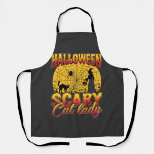Halloween Gruselige Katzenlady Hexe Spinnennetz Schürze