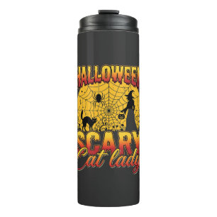 Halloween Gruselige Katzenlady Hexe Spinnennetz Thermosbecher