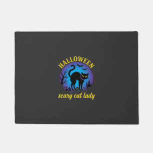 Halloween Gruselige Katzenlady Schwarze Katze Fußmatte