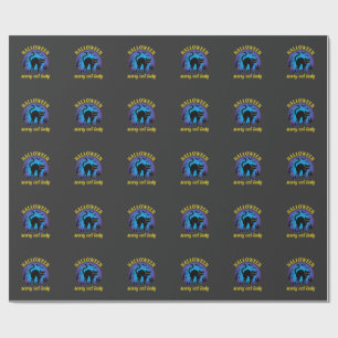 Halloween Gruselige Katzenlady Schwarze Katze Geschenkpapier