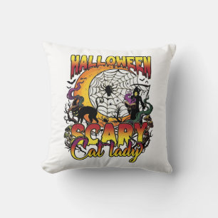 Halloween Gruselige Katzenlady Sensenmann Mond Mag Kissen