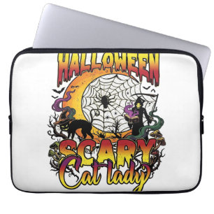 Halloween Gruselige Katzenlady Sensenmann Mond Mag Laptopschutzhülle