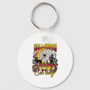 Halloween Gruselige Katzenlady Sensenmann Mond Mag Schlüsselanhänger