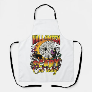 Halloween Gruselige Katzenlady Sensenmann Mond Mag Schürze