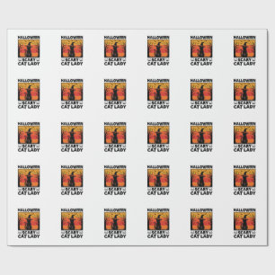 Halloween Gruselige Katzenlady Vintage Gravur Shir Geschenkpapier