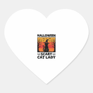 Halloween Gruselige Katzenlady Vintage Gravur Shir Herz-Aufkleber