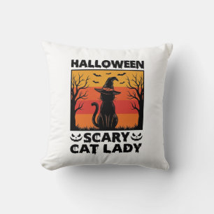 Halloween Gruselige Katzenlady Vintage Gravur Shir Kissen