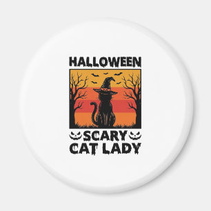 Halloween Gruselige Katzenlady Vintage Gravur Shir Magnet