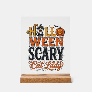 Halloween Gruselige Katzenlady Vintage-Katzen-Shir Acrylschild