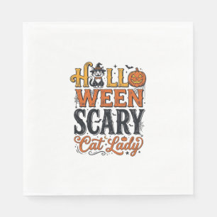 Halloween Gruselige Katzenlady Vintage-Katzen-Shir Serviette