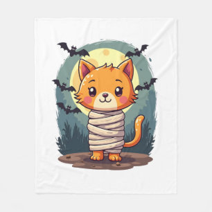 Halloween Gruselige Mumien-Katze und Kürbis Hallow Fleecedecke