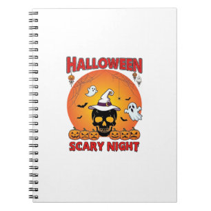 Halloween Gruselige Nacht Totenkopf Hexenhut Kürbi Notizblock