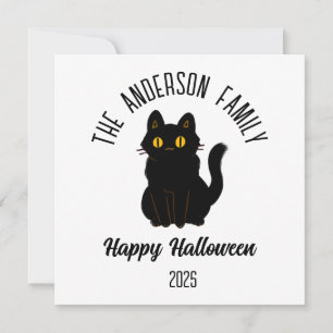 Halloween Gruselige Schwarze Katze Personalisierte Feiertagskarte