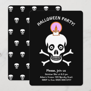 Halloween gruselige Totenköpfe auf schwarzer Einla Einladung