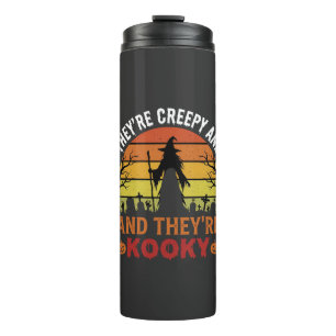 Halloween Gruselige Verrückte Hexe Friedhof Retro  Thermosbecher