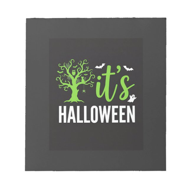 Halloween Gruseliger Baum Fledermäuse Vektor Desig Notizblock (Vorderseite)