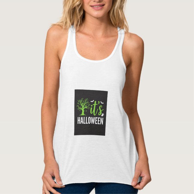 Halloween Gruseliger Baum Fledermäuse Vektor Desig Tank Top (Vorderseite)