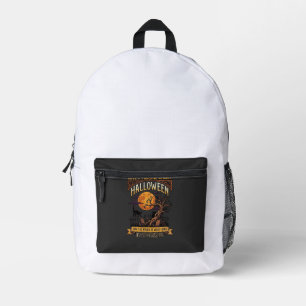 Halloween Gruseliger Baum Vollmond Schwarze Katze Bedruckter Rucksack