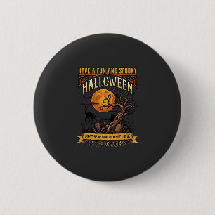 Halloween Gruseliger Baum Vollmond Schwarze Katze  Button