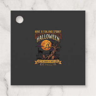 Halloween Gruseliger Baum Vollmond Schwarze Katze Geschenkanhänger