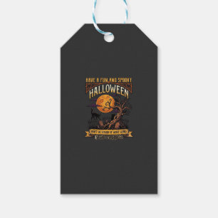 Halloween Gruseliger Baum Vollmond Schwarze Katze Geschenkanhänger