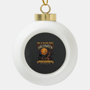 Halloween Gruseliger Baum Vollmond Schwarze Katze Keramik Kugel-Ornament