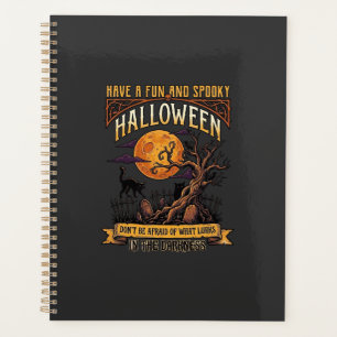 Halloween Gruseliger Baum Vollmond Schwarze Katze Planer