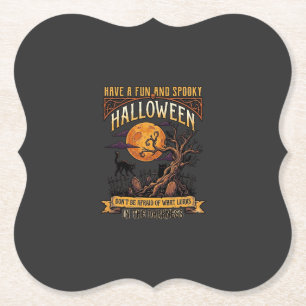 Halloween Gruseliger Baum Vollmond Schwarze Katze  Untersetzer