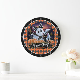 Halloween Gruseliger Boo Y'all Große Wanduhr