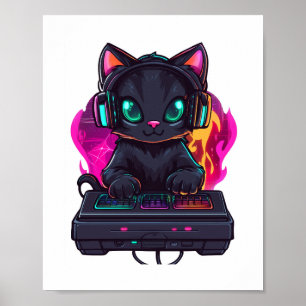 Halloween Gruseliger Gamer-Katze Poster