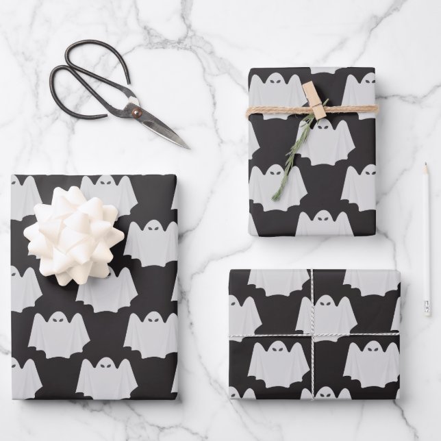 Halloween, Gruseliger Geist, Süßes oder Saures, Bu Geschenkpapier Set (Vorderseite)