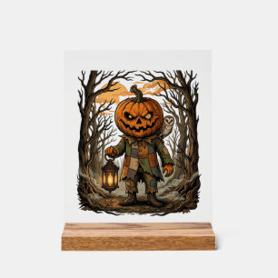 Halloween Gruseliger Kürbis Vogelscheuche Laterne Acrylschild