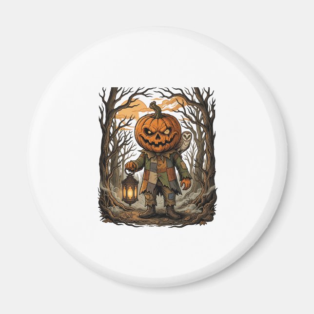 Halloween Gruseliger Kürbis Vogelscheuche Laterne  Magnet (Vorne)