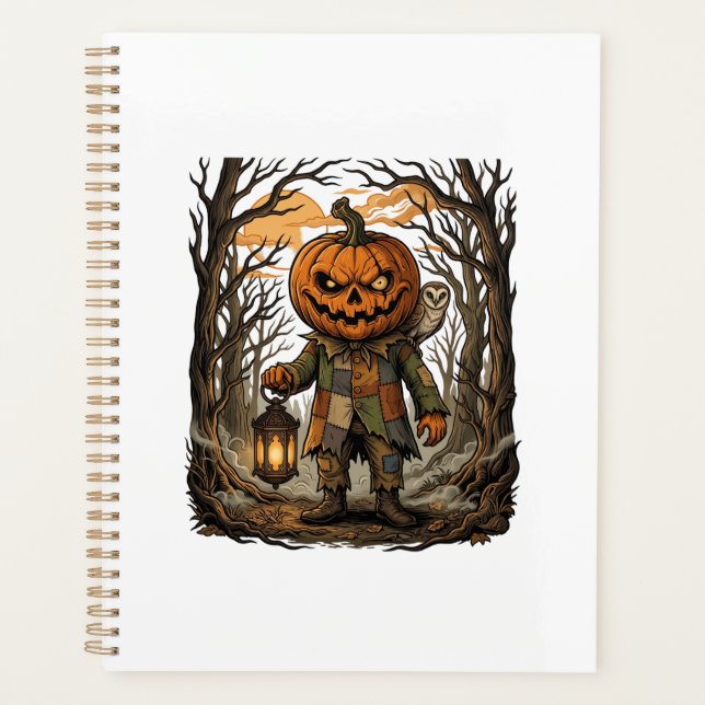 Halloween Gruseliger Kürbis Vogelscheuche Laterne  Planer (Vorderseite)