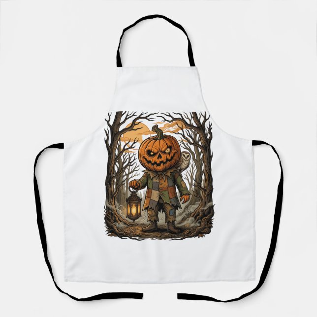 Halloween Gruseliger Kürbis Vogelscheuche Laterne  Schürze (Vorderseite)