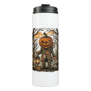 Halloween Gruseliger Kürbis Vogelscheuche Laterne Thermosbecher