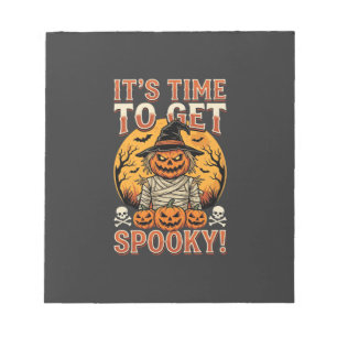 Halloween Gruseliger Kürbis Vogelscheuche Vintage Notizblock