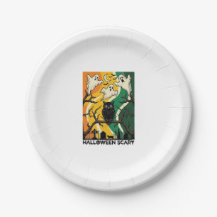 Halloween Gruseliger Schwarzer Eulen-Geister-Fried Pappteller