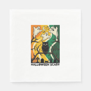 Halloween Gruseliger Schwarzer Eulen-Geister-Fried Serviette
