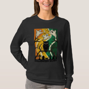 Halloween Gruseliger Schwarzer Eulen-Geister-Fried T-Shirt