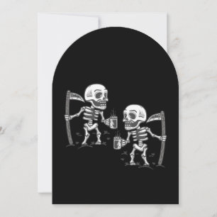 Halloween gruseliger Sensenmann Skelett Kaffee Einladung