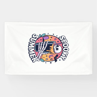 Halloween Gruseliger Sommer Skelett Getränk Banner