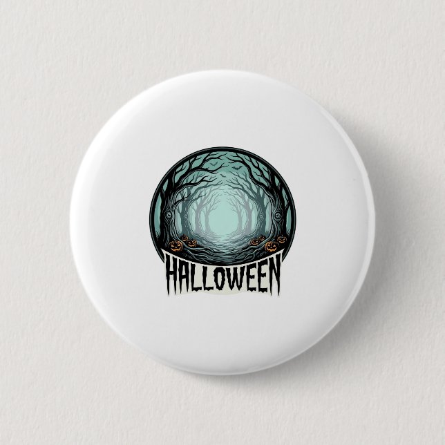 Halloween Gruseliger Wald Vintage Gravur Design_1 Button (Vorderseite)
