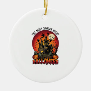 Halloween Gruseligste Nacht Spukhaus Geister P Keramik Ornament