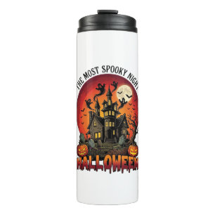 Halloween Gruseligste Nacht Spukhaus Geister P Thermosbecher
