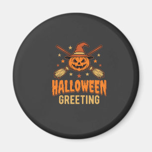 Halloween-Gruß Hexe Kürbis Vintage-Design Magnet