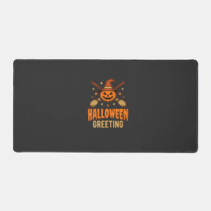Halloween-Gruß Hexe Kürbis Vintage-Design Schreibtischunterlage