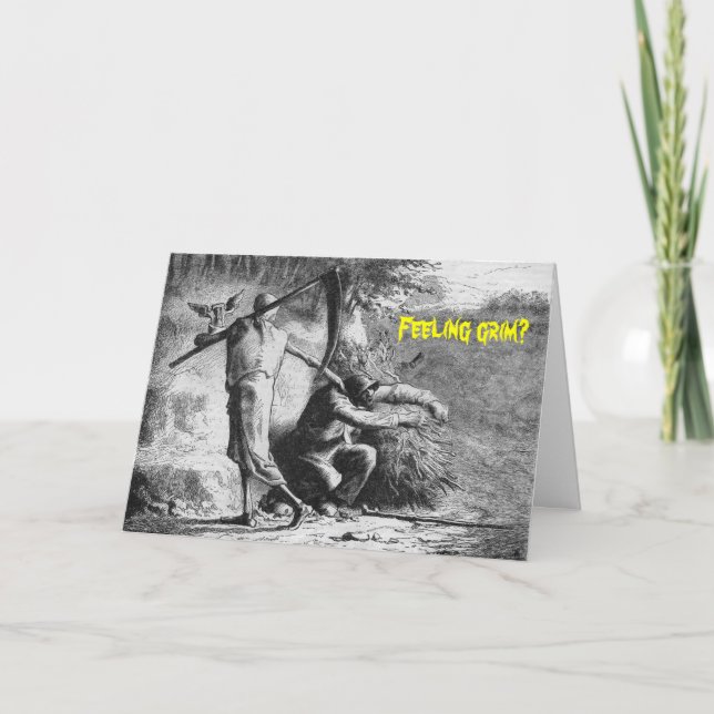 Halloween-Gruß-Karte - grimmiger Sensenmann-Stich Karte (Vorderseite)