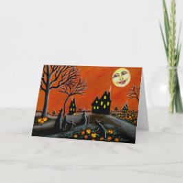 Halloween-Gruß-Karte, Hexen, Kürbislaternen Karte